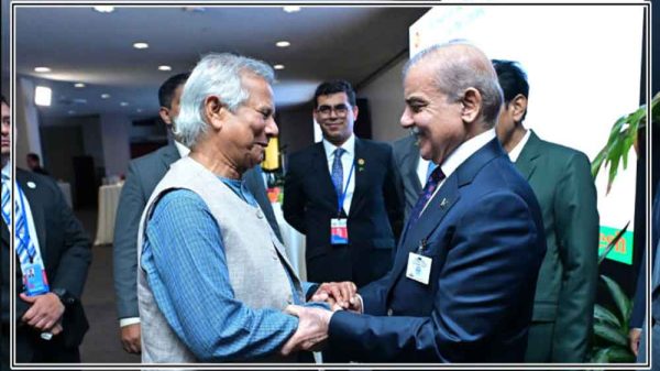 ডি-৮ সম্মেলনের ফাঁকে মিসরের রাজধানী কায়রোর একটি হোটেলে আজ বৃহস্পতিবার পাকিস্তানের প্রধানমন্ত্রী শাহবাজ শরিফের সঙ্গে বৈঠক করেন বাংলাদেশের অন্তর্বর্তী সরকারের প্রধান উপদেষ্টা ড. মুহাম্মদ ইউনূস