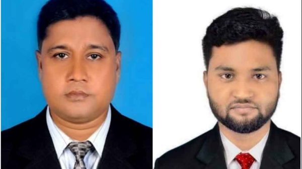 মো. ফিরুজ আলম বিপ্লব সভাপতি বামে ও আপন সরদার সাধারণ সম্পাদক