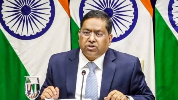 দিল্লিতে সাংবাদিক সম্মেলনে পররাষ্ট্র মন্ত্রণালয়ের মুখপাত্র রণধীর জয়সওয়াল