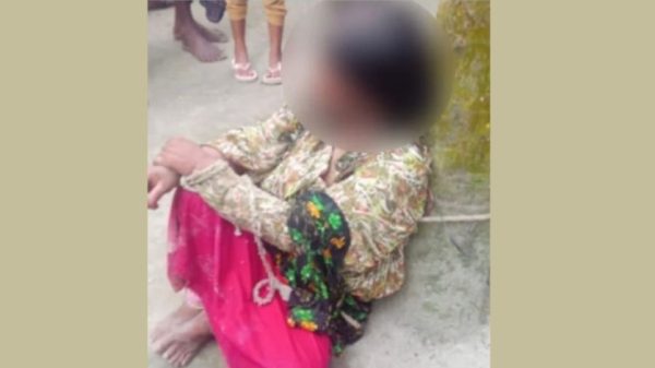 গাইবান্ধার পলাশবাড়ীতে গাছে বেঁধে নারী নির্যাতন, মাথার চুল কেটে জুতার মালা পরানো
