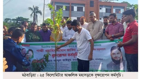 পিরোজপুরের মঠবাড়িয়ায় চরখালী-পাথরঘাটা আঞ্চলিক মহাসড়কের ২৫ কিলোমিটার সড়কের দুই পাশে পরিবেশবান্ধব বৃক্ষরোপণ কর্মসূচি শুরু হয়েছে। প্রথম ধাপে ৫০ হাজার তাল, আম, আমড়া ও লেবুর চারা রোপণ করা হবে।