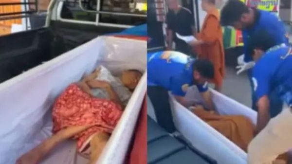 ব্যাংককের ওয়াট র‍্যাট প্রাখং থাম মন্দিরে দাহের প্রস্তুতির সময় কফিনের ভেতর থেকে শব্দ পেয়ে জীবিত উদ্ধার করা হয়েছে ৬৫ বছরের নারীকে। হাইপোগ্লাইসেমিয়ার কারণে তাকে মৃত মনে করা হয়েছিল।