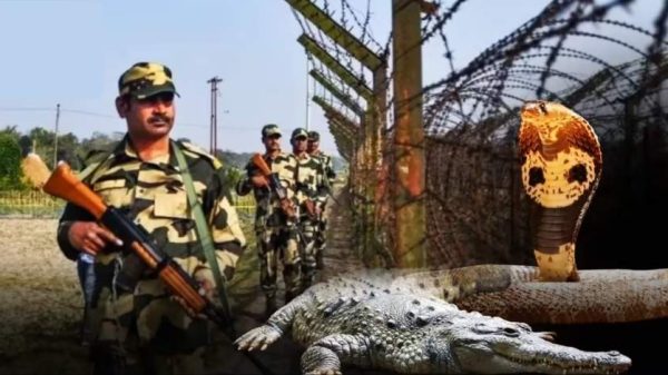 ভারত-বাংলাদেশ সীমান্তের দুর্গম নদীপথ ও জলাভূমিতে কুমির ও সাপ মোতায়েনের পরিকল্পনা করছে বিএসএফ। সীমান্ত নিরাপত্তা জোরদার এবং অনুপ্রবেশ প্রতিরোধে নতুন কৌশল।