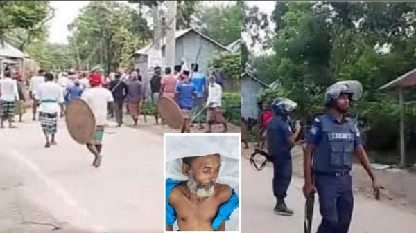 ঝিনাইদহের শৈলকুপায় প্রতিপক্ষের হামলায় আহত ভ্যানচালক একেন আলী মোল্লার ঘটনায় ঘটনাস্থলে পুলিশ ও স্থানীয়দের উপস্থিতি